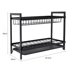 STORFEX 2 Layer Dish Drying Rack for Kitchen | Black | Steel Material_3