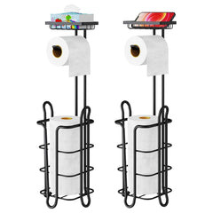 STORFEX Toilet Paper Holder Stand 2 Pack | Black | Steel Material | L-Shaped Arm and Vertical Storage_1