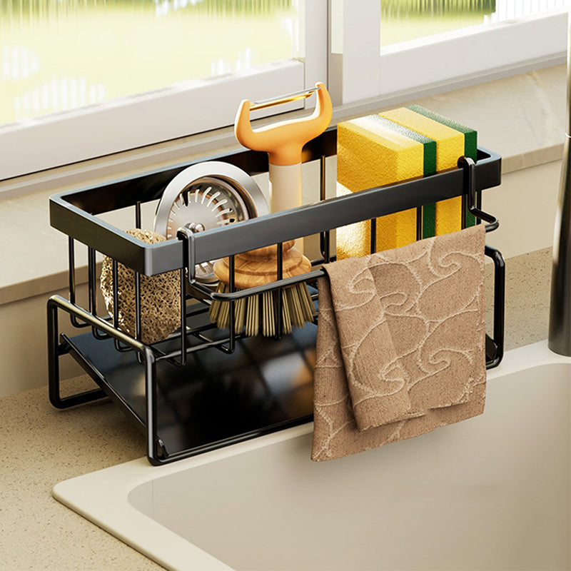 Multi-Functional Stainless Steel Sink Organizer with Drain Rack_0