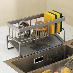 Multi-Functional Stainless Steel Sink Organizer with Drain Rack_1