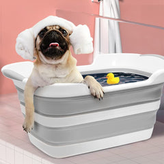 PETSWOL Collapsible Pet Bathtub with Water Drain Plug_4