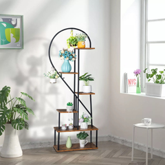 6 Tier Metal Plant Shelf Heart Shape Ladder Plant Stands_3