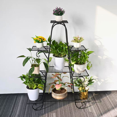 9 Tier Metal Plant Shelf Stand Multilayer Potted Display Rack Patio_1