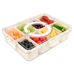 STORFEX Divided Tray with Lid and Handle Portable Snack Container_0