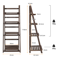 Folding 4 Tier Ladder Shelf Storage Shelving Unit Wooden Bookcase_10