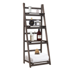 Folding 4 Tier Ladder Shelf Storage Shelving Unit Wooden Bookcase_9