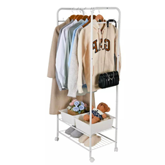 Heavy Duty Industrial Pipe Clothes Rack with Wheels_6