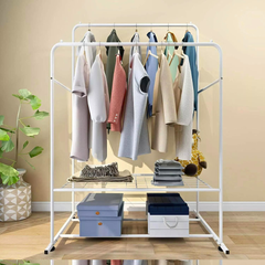 Heavy Duty Rolling Garment Rack Cloth Hanger and Shoes Organizer_2