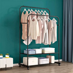 Heavy Duty Rolling Garment Rack Cloth Hanger and Shoes Organizer_4