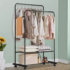 Heavy Duty Rolling Garment Rack Cloth Hanger and Shoes Organizer_5