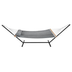 Two Person Hammock with Stand Included Double Hammock with Curved Spreader Bar and Detachable Pillow and Portable Bag_4