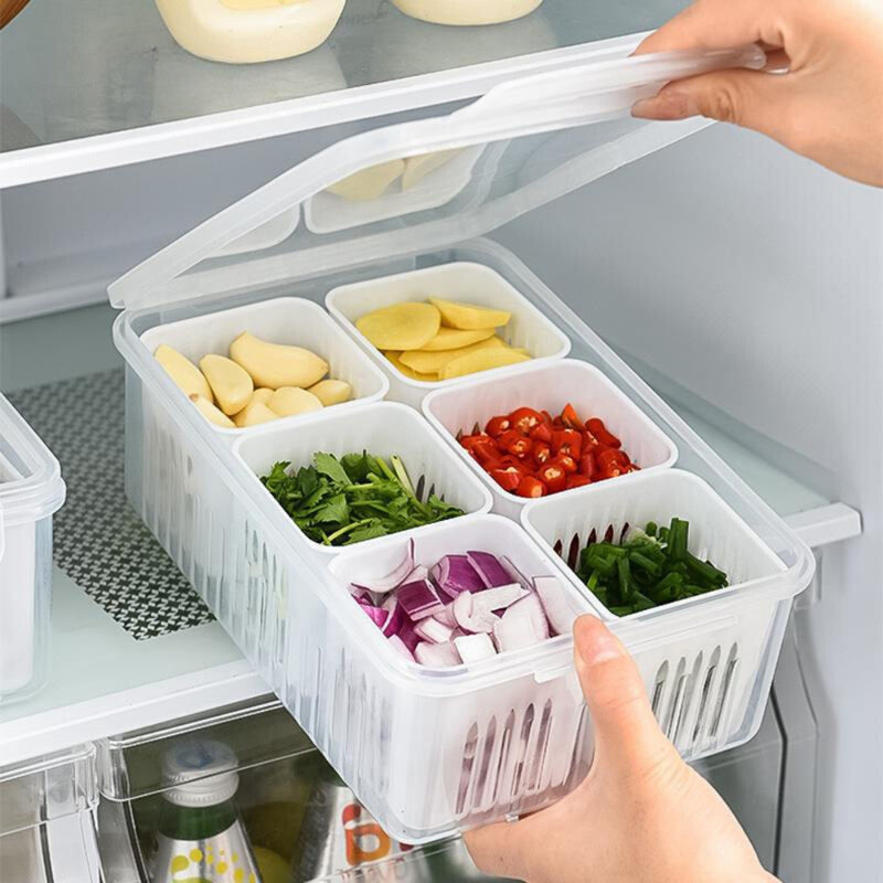 Refrigerator Storage Box 4 and 6 Grids Food Vegetable Fruit_0