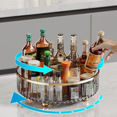 1pc Round Plastic Clear Rotating Container Bins for Cabinet Pantry Kitchen Countertop Refrigerator_3