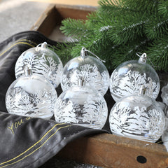 6pcs Transparent Snow Christmas Balls Pendants for Christmas Tree Decoration_1