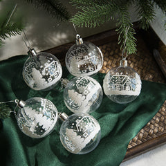 6pcs Transparent Snow Christmas Balls Pendants for Christmas Tree Decoration_2