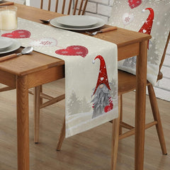 Christmas Snowflakes Gnome Linen Table Runners_1