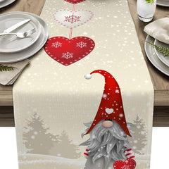 Christmas Snowflakes Gnome Linen Table Runners_4