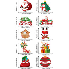 Christmas Porch Door Hanging Banner Christmas Paper Door Decorative Flags_16