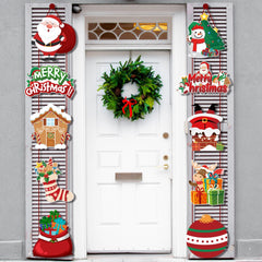 Christmas Porch Door Hanging Banner Christmas Paper Door Decorative Flags_0