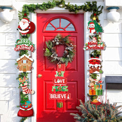 Christmas Porch Door Hanging Banner Christmas Paper Door Decorative Flags_2