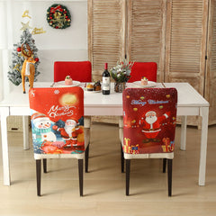 Christmas Chair Cover Festive Stretchable and Washable Slipcover for Dining Room Chairs_1