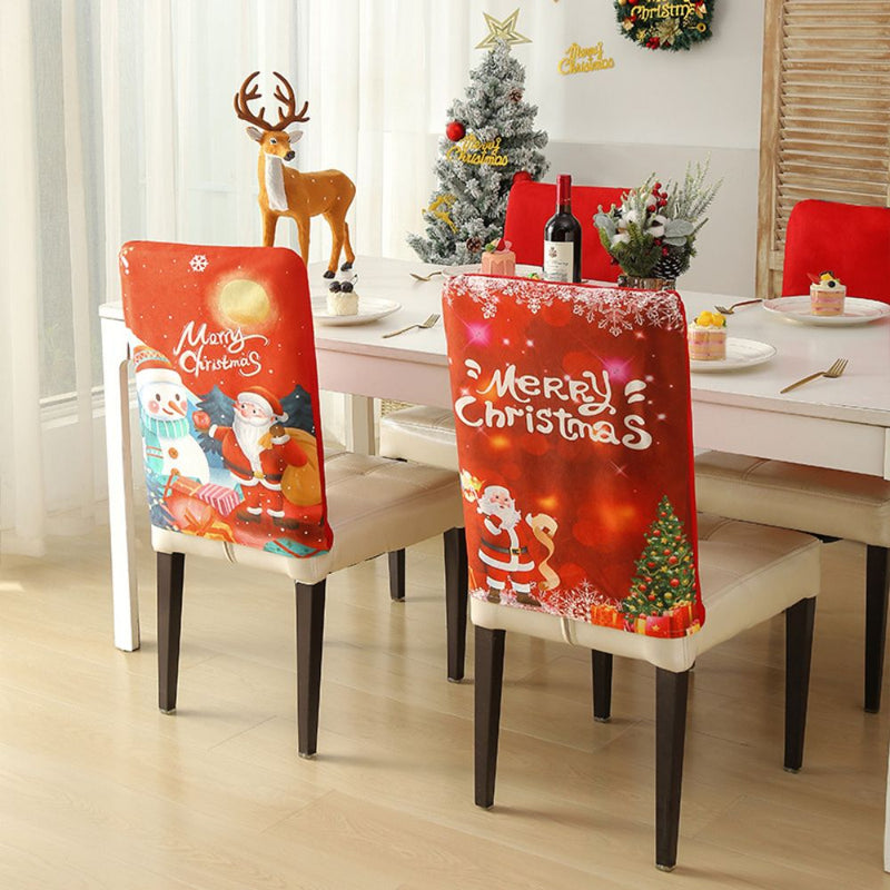 Christmas Chair Cover Festive Stretchable and Washable Slipcover for Dining Room Chairs_0