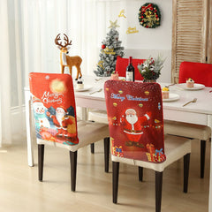 Christmas Chair Cover Festive Stretchable and Washable Slipcover for Dining Room Chairs_3