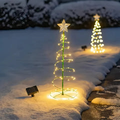 Festive Solar Christmas Tree Lights for Outdoor Garden Scene_0