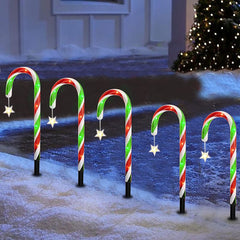 5PCS Solar Candy Cane Lights Festive Christmas Decor for Gardens, Lawns and Landscapes_2