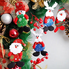 12 PCS Christmas Plush Doll Ornaments Santa Claus Snowman Xmas Tree Hanging Pendants_1