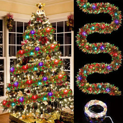 Christmas Tinsel Garland Metallic Shinny With LED Lights Tree Thick Hanging Decorations_3