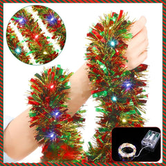 Christmas Tinsel Garland Metallic Shinny With LED Lights Tree Thick Hanging Decorations_4