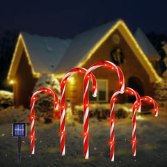 5PCS Set Solar Cane Light Outdoor Waterproof Christmas Candy Ground Light Garden_0