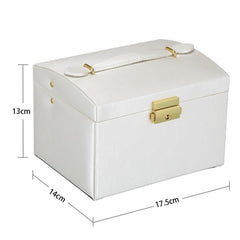 Multi Functional Three Layer Leather Drawer Style Jewelry Box Earrings Earrings Lock Jewelry Box_8