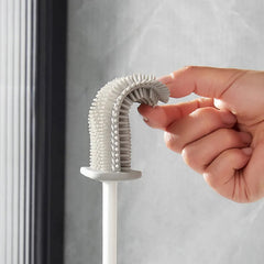 Wall Mounted TPR Toilet Brush With Long Handle Silicone Soft Bristle Brush_2