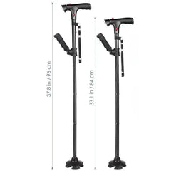 Height Adjustable Elderly Walking Stick with Voice Announcement LED Lights_8