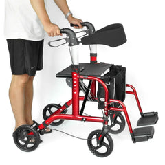 Rollator Walker with Seat Mobility Lightweight Folding Rolling Walker Medical Walker_0