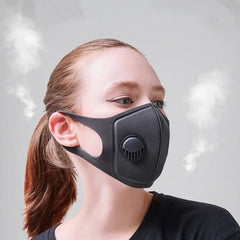 Reusable Black Anti Dust Mask Breathing Filter Valve Face Mouth Masks_3